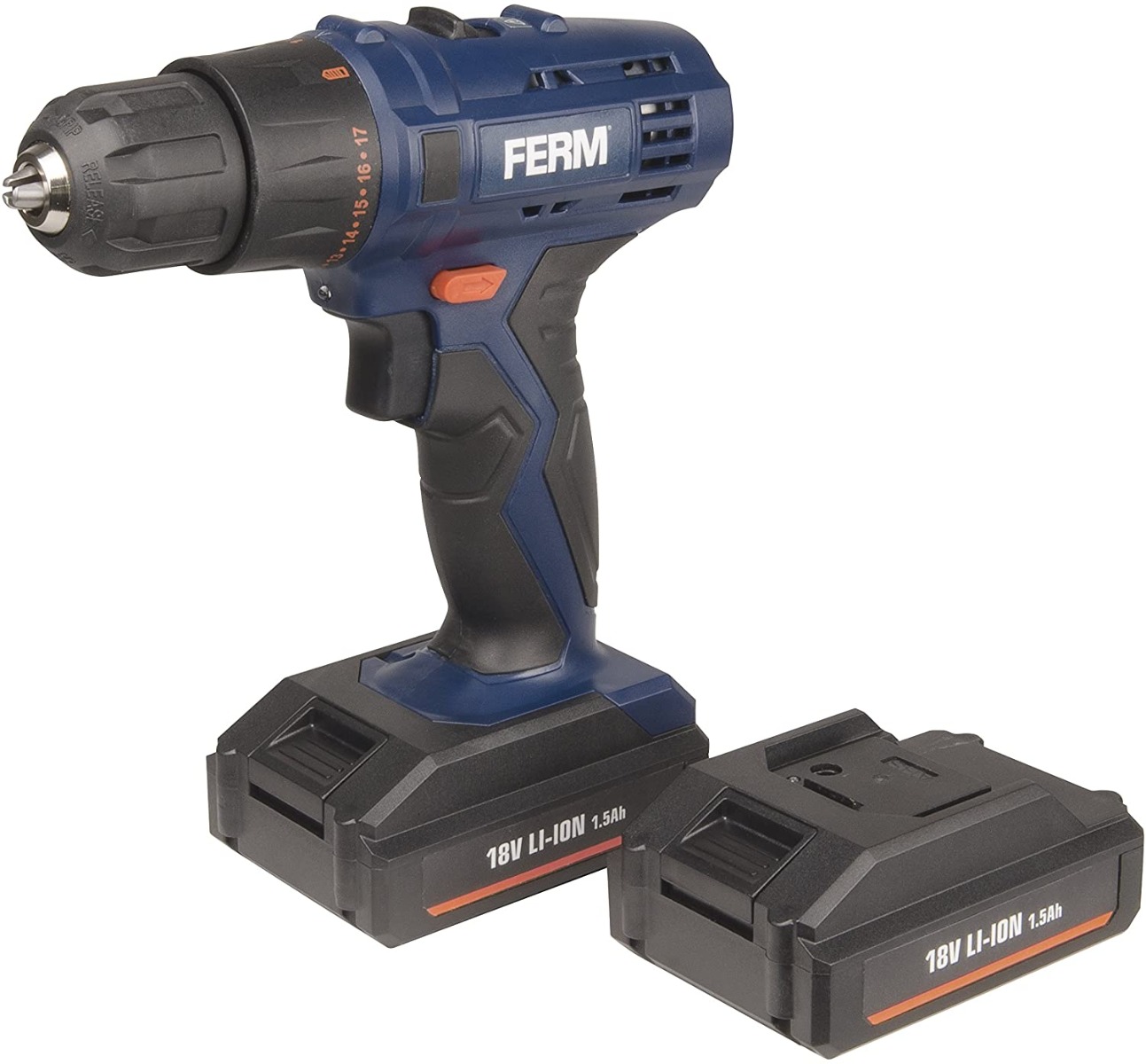 FERM CDM1120 Trapano avvitatore a batteria da 18V. Include 2 batterie 1.5Ah