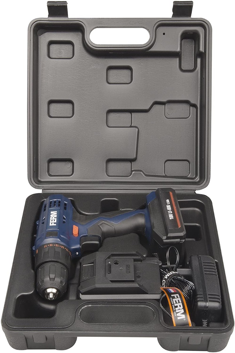 FERM CDM1120 Trapano avvitatore a batteria da 18V. Include 2 batterie 1.5Ah