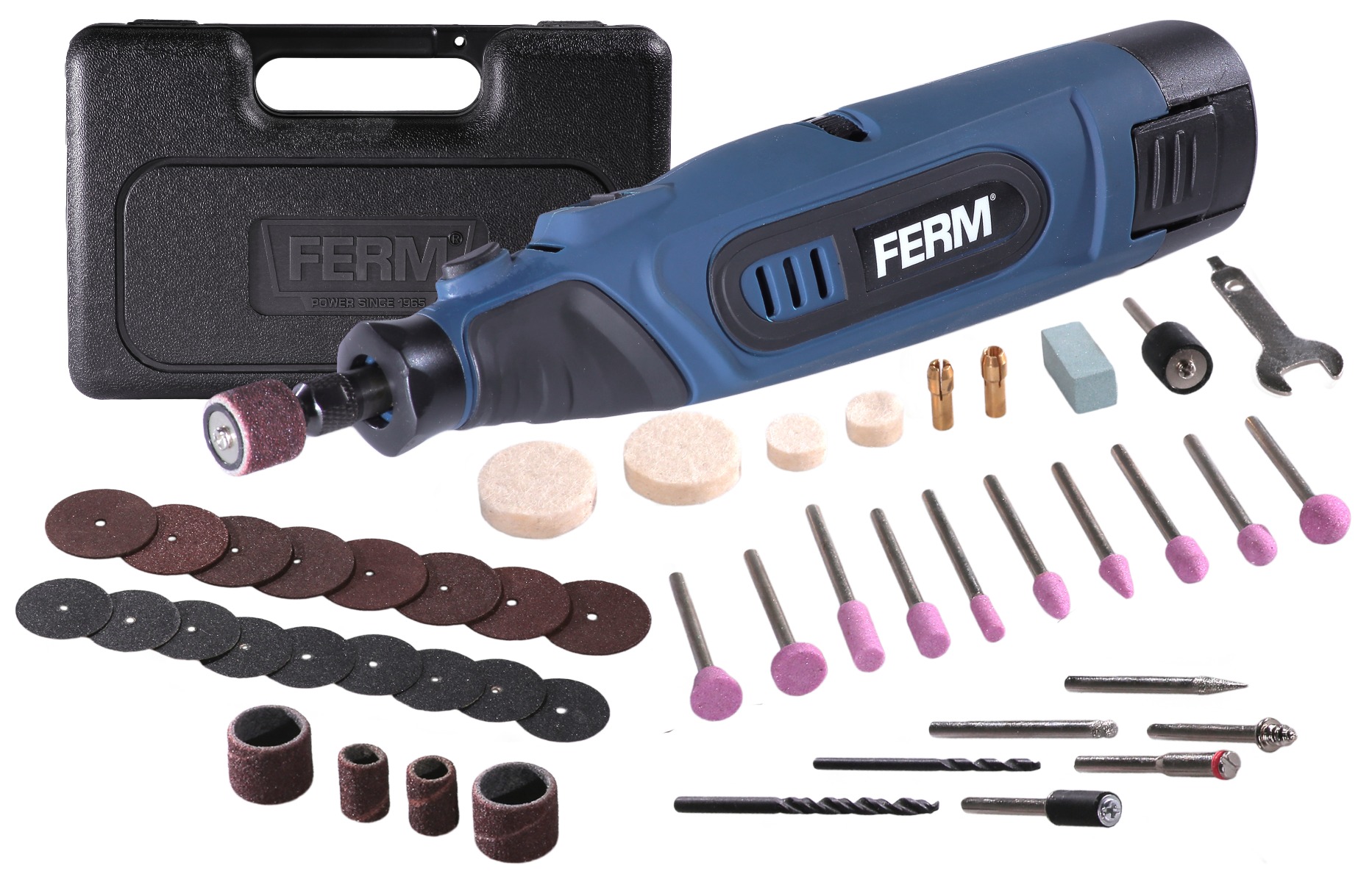 FERM CTM1016 Utensile Rotante Multifunzione batteria ioni di litio 12V - 1.5Ah