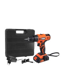 FERM CDM1164 Drill 20V with 2.0Ah Batterie and charger in case FX/AX power