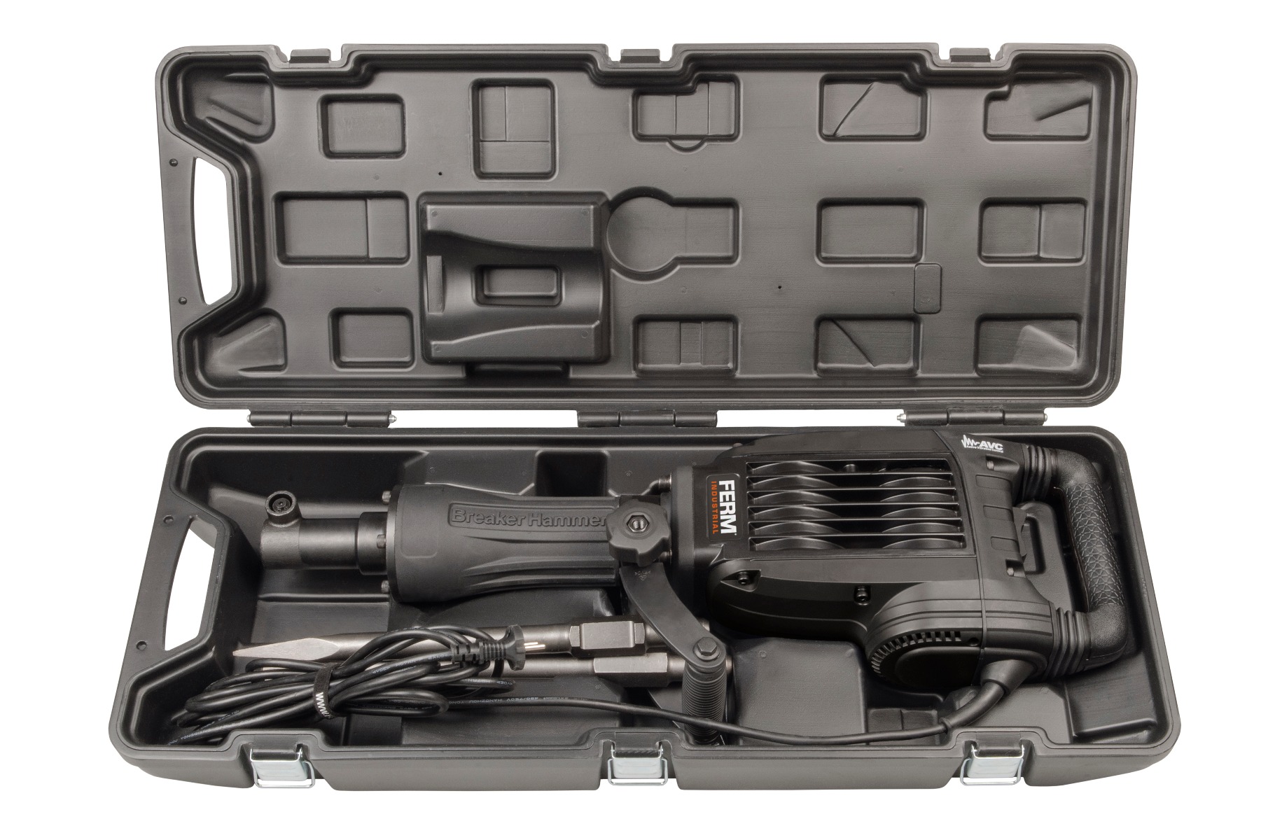 FERM Martello Demolitore Professionale 1500Mandrino SDS-Hex: 30 Mm - Incl. Robusta Valigetta Con Ruote Di Trasporto, Scalpello A Punta E Scalpello Piatto 12 FERM HDM1042P Martello demolitore professionale 1500Mandrino SDS-Hex: 30 mm - Incl. robusta valigetta con ruote di trasporto, scalpello a punta e scalpello piatto