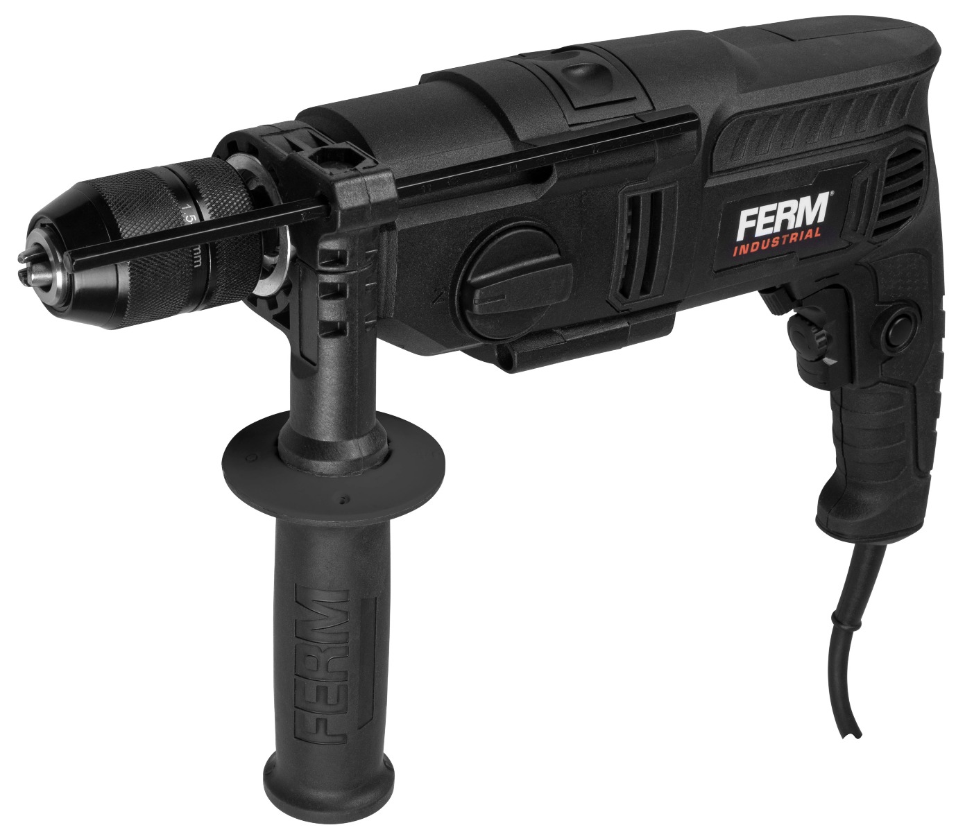 FERM Trapano A Percussione 1100W - Ø13MM - Mandrino Autoserrante In Metallo - Incl. Cavo In Gomma Da 3 Metri 13 FERM PDM1061P_K Trapano a percussione 1100W - Ø13MM - Mandrino autoserrante in metallo - Incl. Cavo in gomma da 3 metri